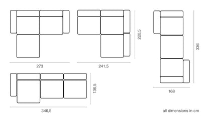 Vetsak Canapé d'angle d'extérieur L | 273x115/220,5x60cm