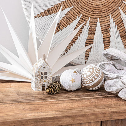 Boule de Noël en papier mâché | Blanche