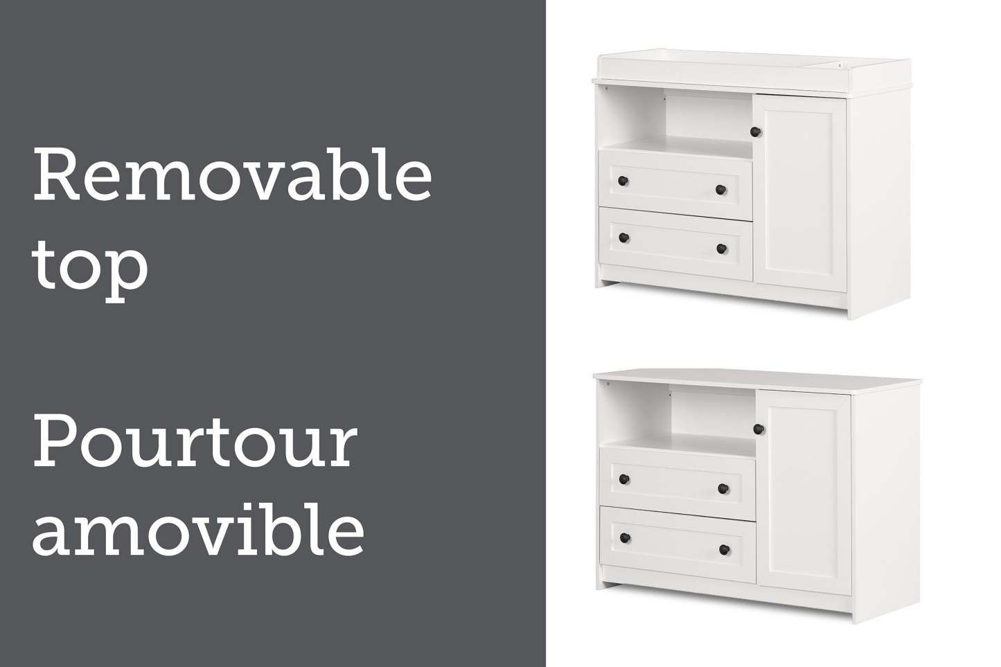 Table à langer Zoe Baby avec tiroirs de rangement - Blanc | Table à langer Zoe pour bébé avec tiroirs de rangement - blanche