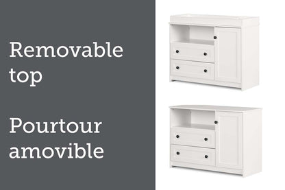 Table à langer Zoe Baby avec tiroirs de rangement - Blanc | Table à langer Zoe pour bébé avec tiroirs de rangement - blanche