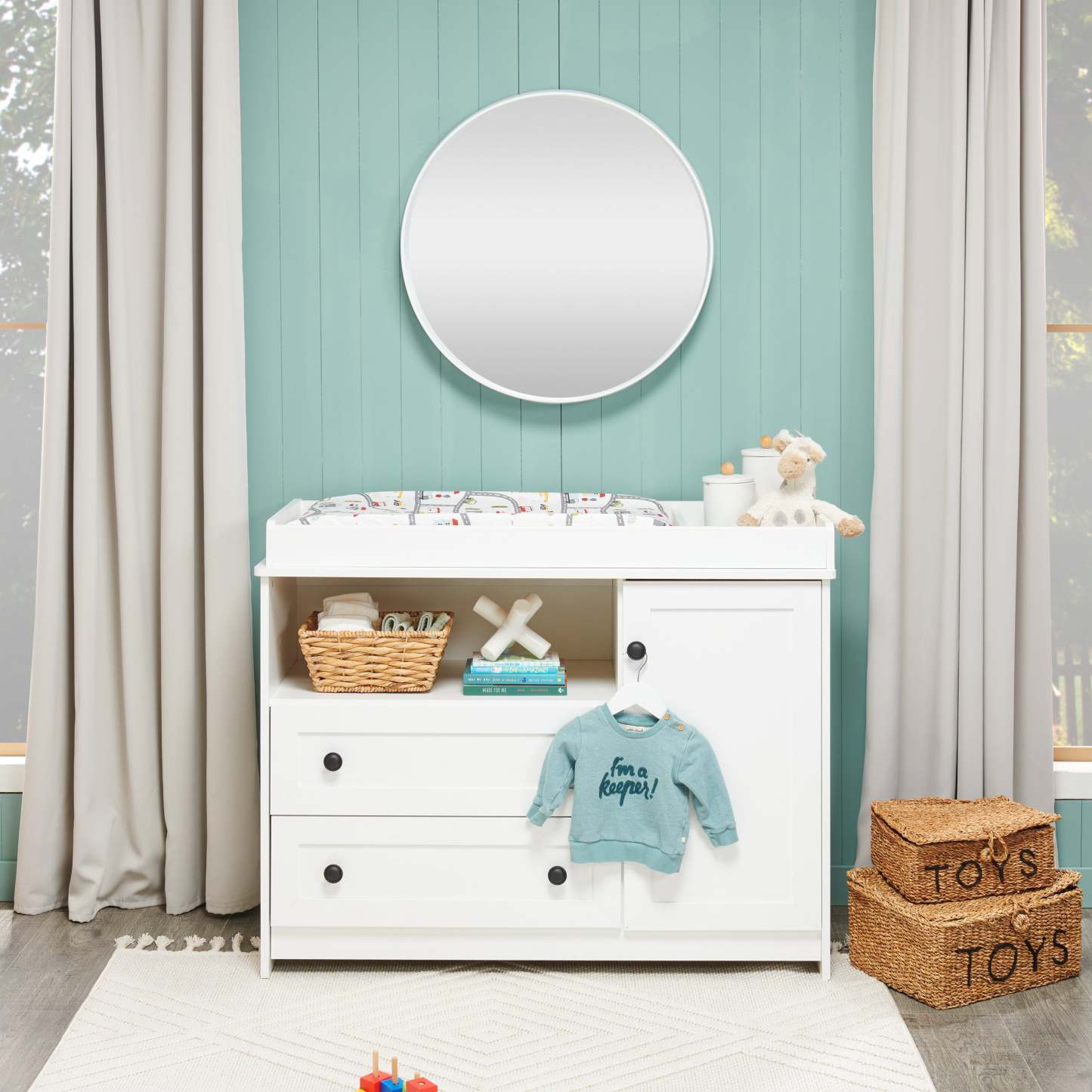 Table à langer Zoe Baby avec tiroirs de rangement - Blanc | Table à langer Zoe pour bébé avec tiroirs de rangement - blanche