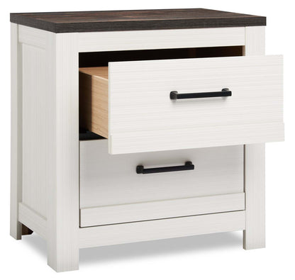 Table de chevet à 2 tiroirs Zoey, 24,4 L x 24,9 H - Bicolore Blanc et Marron | Table de nuit Zoey de 24,4 po (L) x 24,9 po (H) à 2 tiroirs - deux teintes, blanc et brun