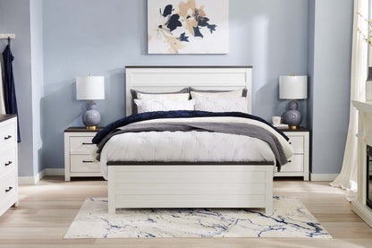 Table de chevet à 2 tiroirs Zoey, 24,4 L x 24,9 H - Bicolore Blanc et Marron | Table de nuit Zoey de 24,4 po (L) x 24,9 po (H) à 2 tiroirs - deux teintes, blanc et brun