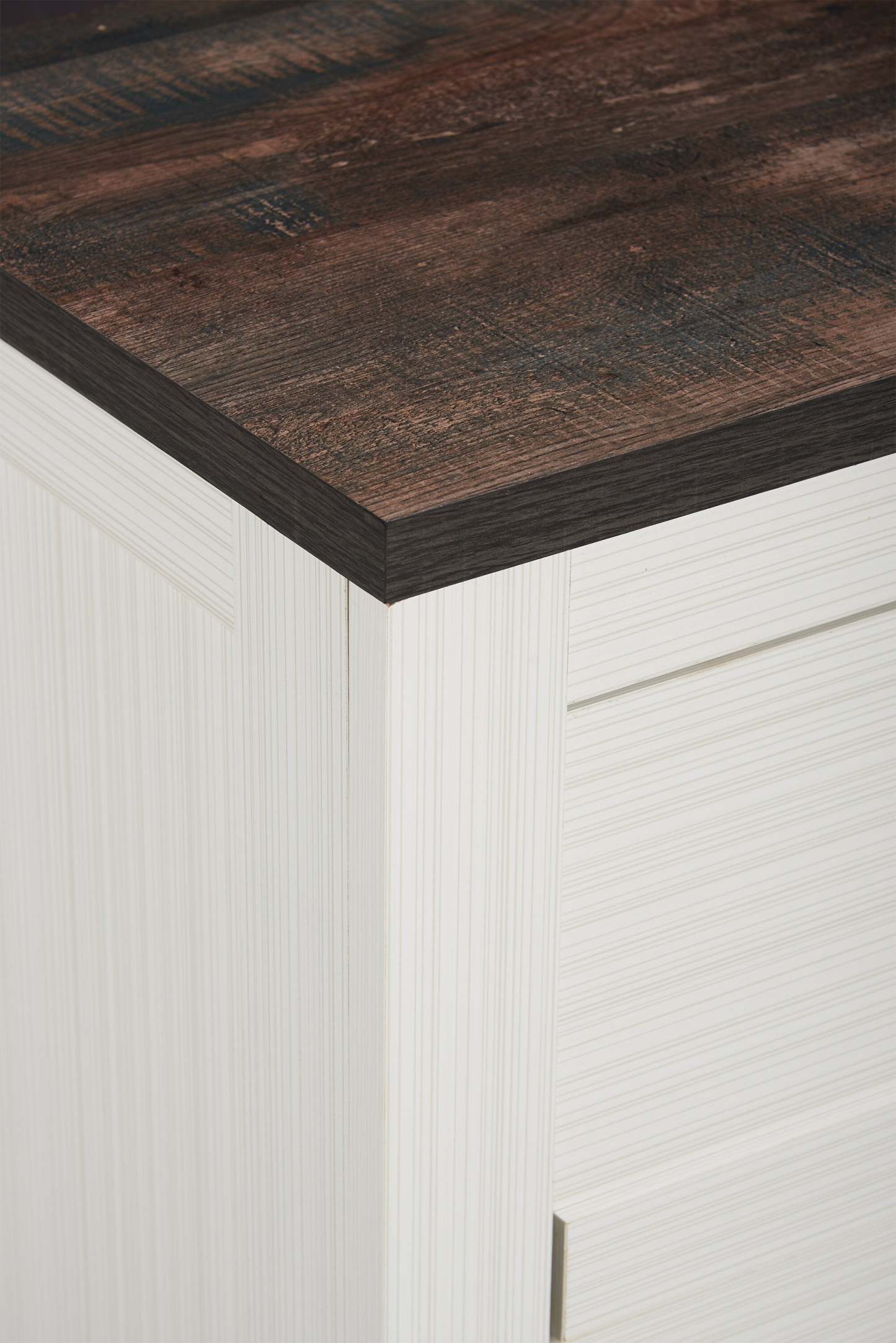 Table de chevet à 2 tiroirs Zoey, 24,4 L x 24,9 H - Bicolore Blanc et Marron | Table de nuit Zoey de 24,4 po (L) x 24,9 po (H) à 2 tiroirs - deux teintes, blanc et brun