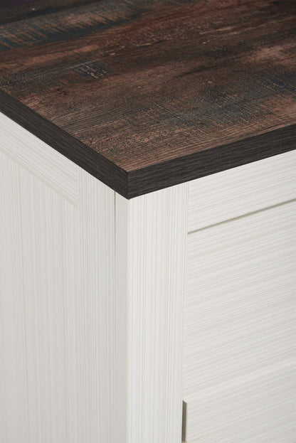 Table de chevet à 2 tiroirs Zoey, 24,4 L x 24,9 H - Bicolore Blanc et Marron | Table de nuit Zoey de 24,4 po (L) x 24,9 po (H) à 2 tiroirs - deux teintes, blanc et brun