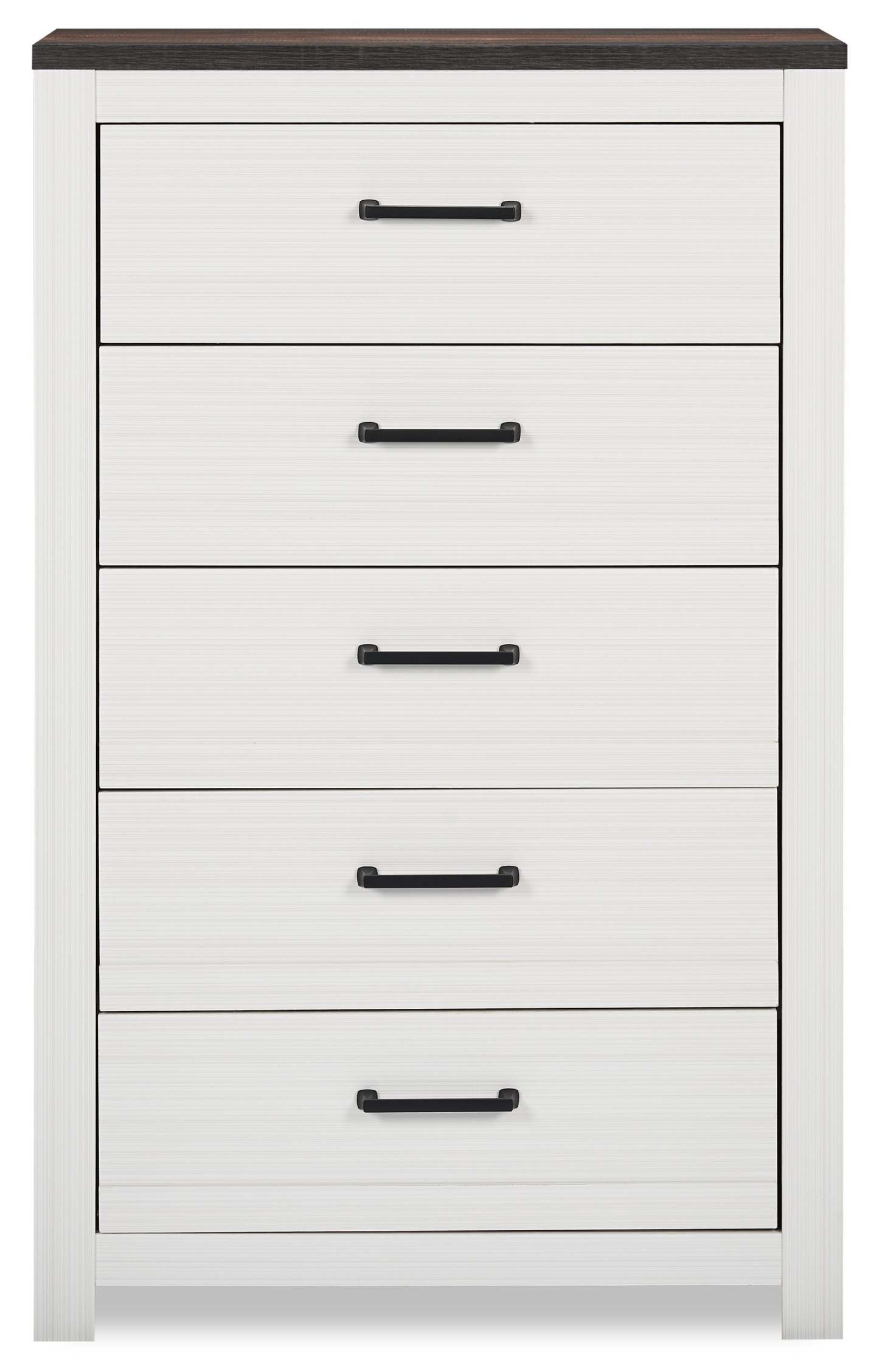 Zoey Bedroom Chest of Drawers, 5-Drawer, 31.5W x 50.7H - Two-tone White & Brown | Commode verticale Zoey de 31,5 po (L) x 50,7 po (H) à 5 tiroirs pour la chambre à coucher - deux teintes, blanc et brun
