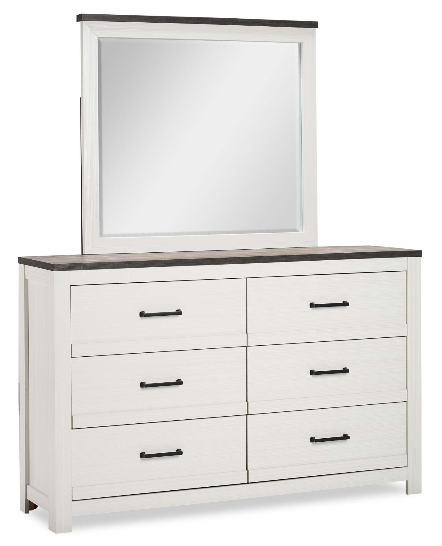 Miroir de commode de chambre Zoey – Bicolore blanc et marron | Miroir de commode de chambre à coucher Zoey - deux teintes, blanc et brun