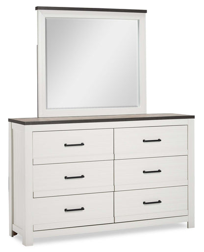 Miroir de commode de chambre Zoey – Bicolore blanc et marron | Miroir de commode de chambre à coucher Zoey - deux teintes, blanc et brun
