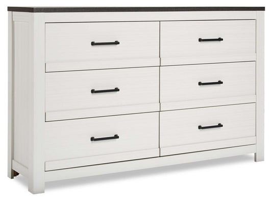Zoey Bedroom 6-Drawer Dresser, 58.3W x 37.1H - Two-tone White & Brown | Commode Zoey de 58,3 po (L) x 37,1 po (H) à 6 tiroirs pour la chambre à coucher - deux teintes, blanc et brun