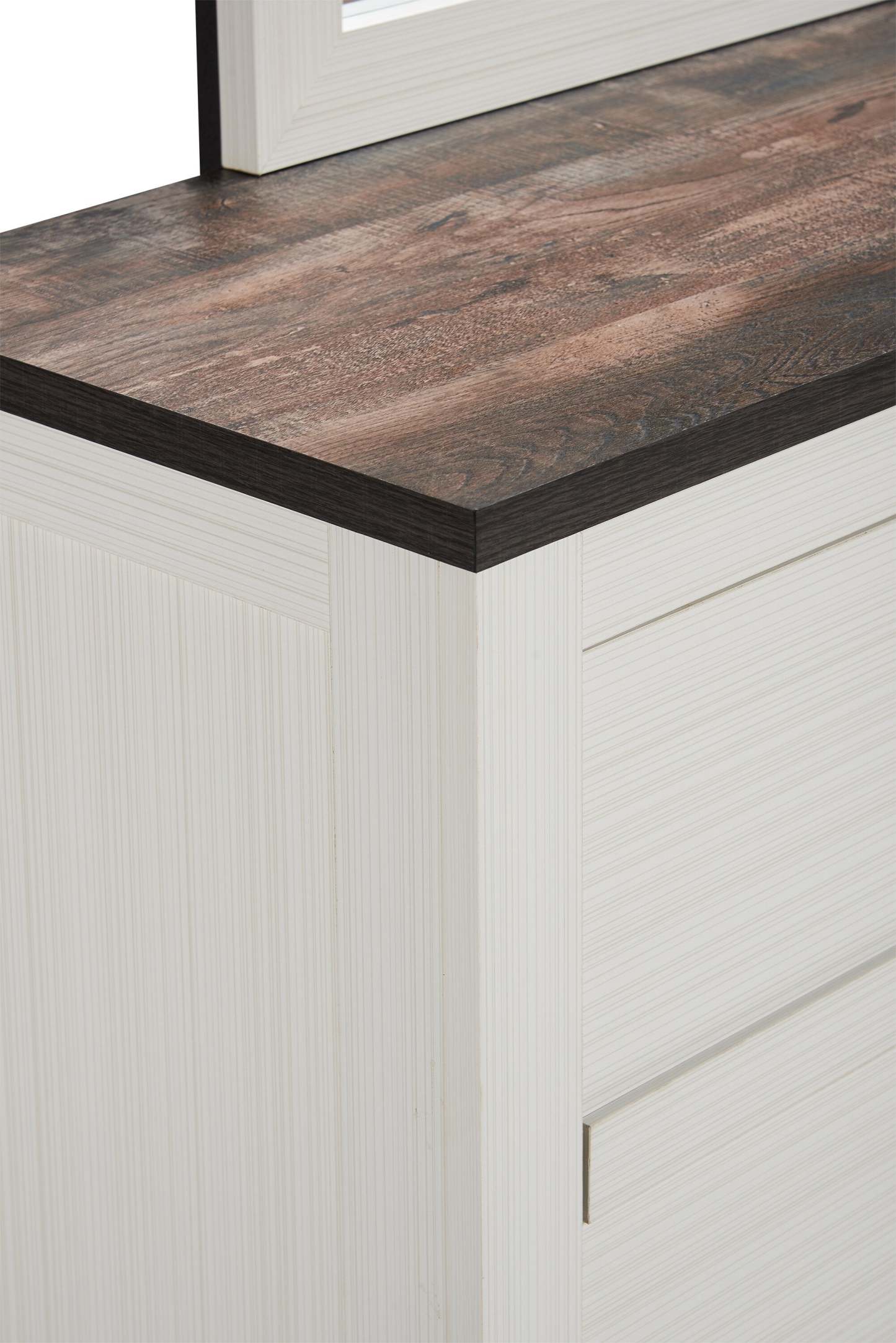 Zoey Bedroom 6-Drawer Dresser, 58.3W x 37.1H - Two-tone White & Brown | Commode Zoey de 58,3 po (L) x 37,1 po (H) à 6 tiroirs pour la chambre à coucher - deux teintes, blanc et brun