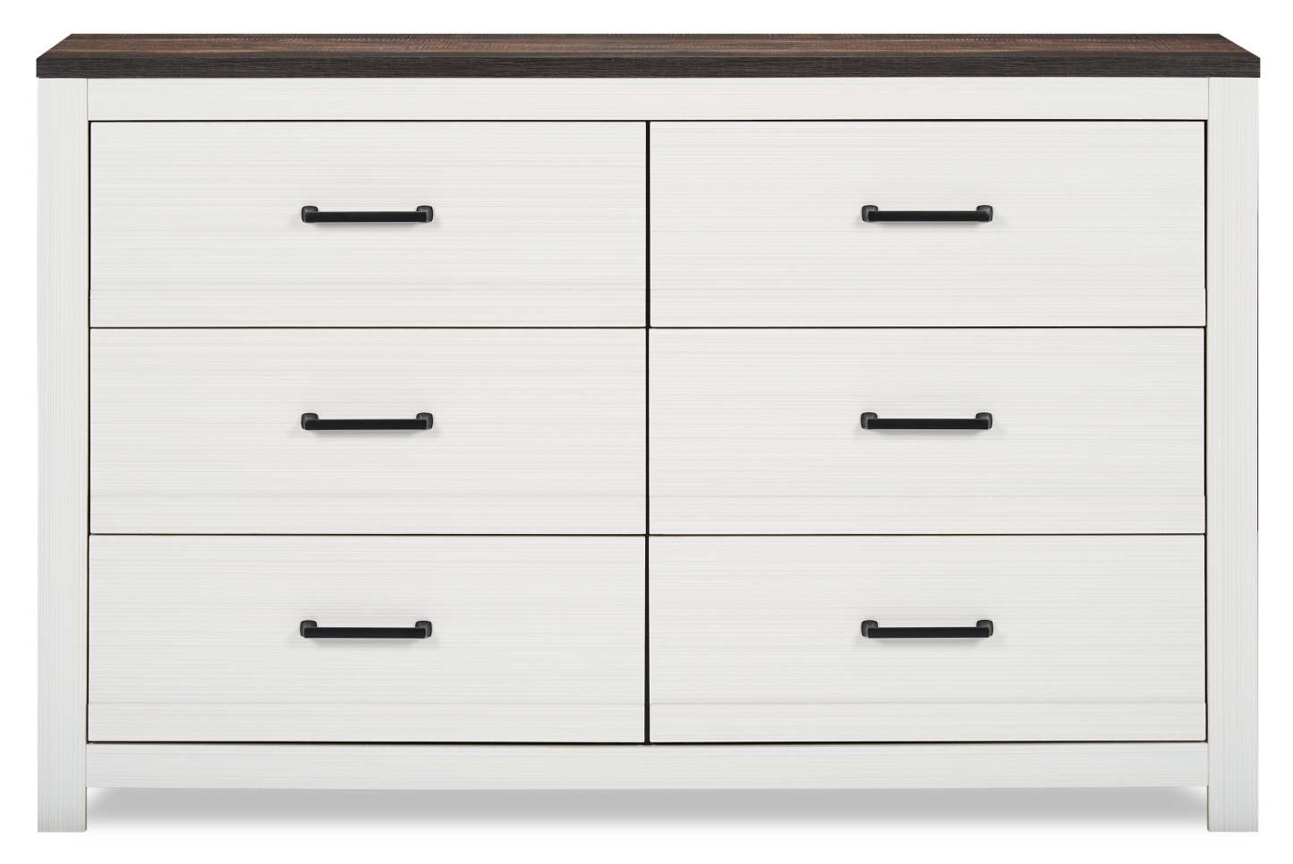 Zoey Bedroom 6-Drawer Dresser, 58.3W x 37.1H - Two-tone White & Brown | Commode Zoey de 58,3 po (L) x 37,1 po (H) à 6 tiroirs pour la chambre à coucher - deux teintes, blanc et brun