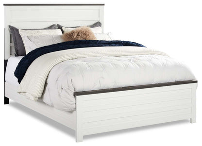 Zoey Panel Bed, Two-tone White & Brown - Queen Size | Lit à panneau Zoey, deux teintes, blanc et brun - format grand lit