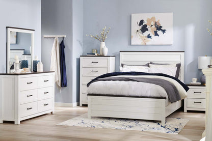 Zoey Bedroom Chest of Drawers, 5-Drawer, 31.5W x 50.7H - Two-tone White & Brown | Commode verticale Zoey de 31,5 po (L) x 50,7 po (H) à 5 tiroirs pour la chambre à coucher - deux teintes, blanc et brun