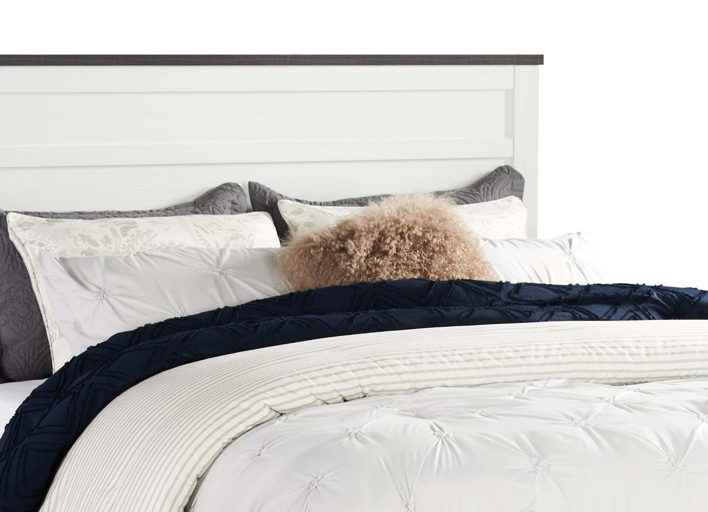 Zoey Panel Bed, Two-tone White & Brown - Queen Size | Lit à panneau Zoey, deux teintes, blanc et brun - format grand lit