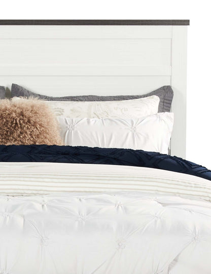 Zoey Panel Bed, Two-tone White & Brown - Queen Size | Lit à panneau Zoey, deux teintes, blanc et brun - format grand lit