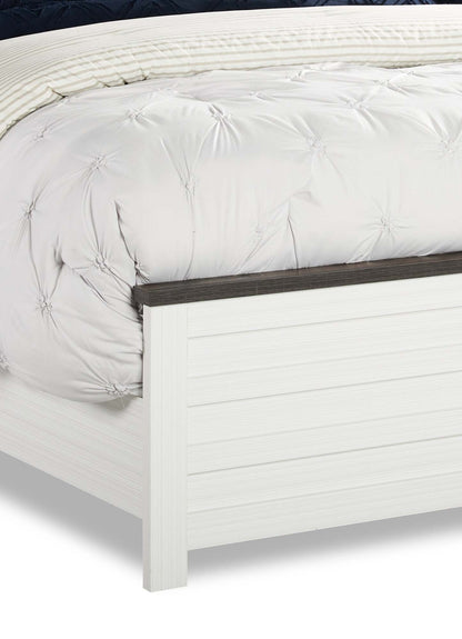 Zoey Panel Bed, Two-tone White & Brown - Queen Size | Lit à panneau Zoey, deux teintes, blanc et brun - format grand lit