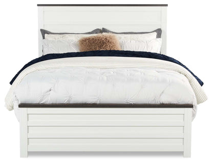 Zoey Panel Bed, Two-tone White & Brown - Queen Size | Lit à panneau Zoey, deux teintes, blanc et brun - format grand lit
