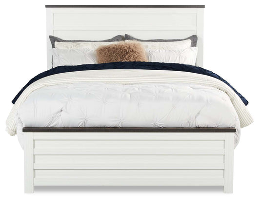 Zoey Panel Bed, Two-tone White & Brown - Queen Size | Lit à panneau Zoey, deux teintes, blanc et brun - format grand lit
