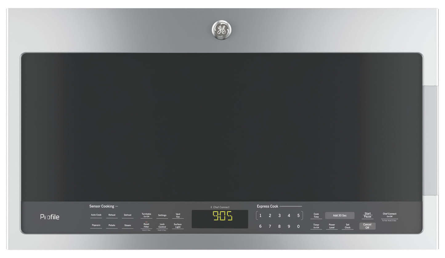 Profile 2.1 Cu. Ft. Over-the-Range Microwave with Chef Connect and 400 CFM - Stainless - PVM2188SJC | Four à micro-ondes à hotte intégrée Profile de 1,7 pi³ avec technologie Chef Connect et 400 pi³/min …